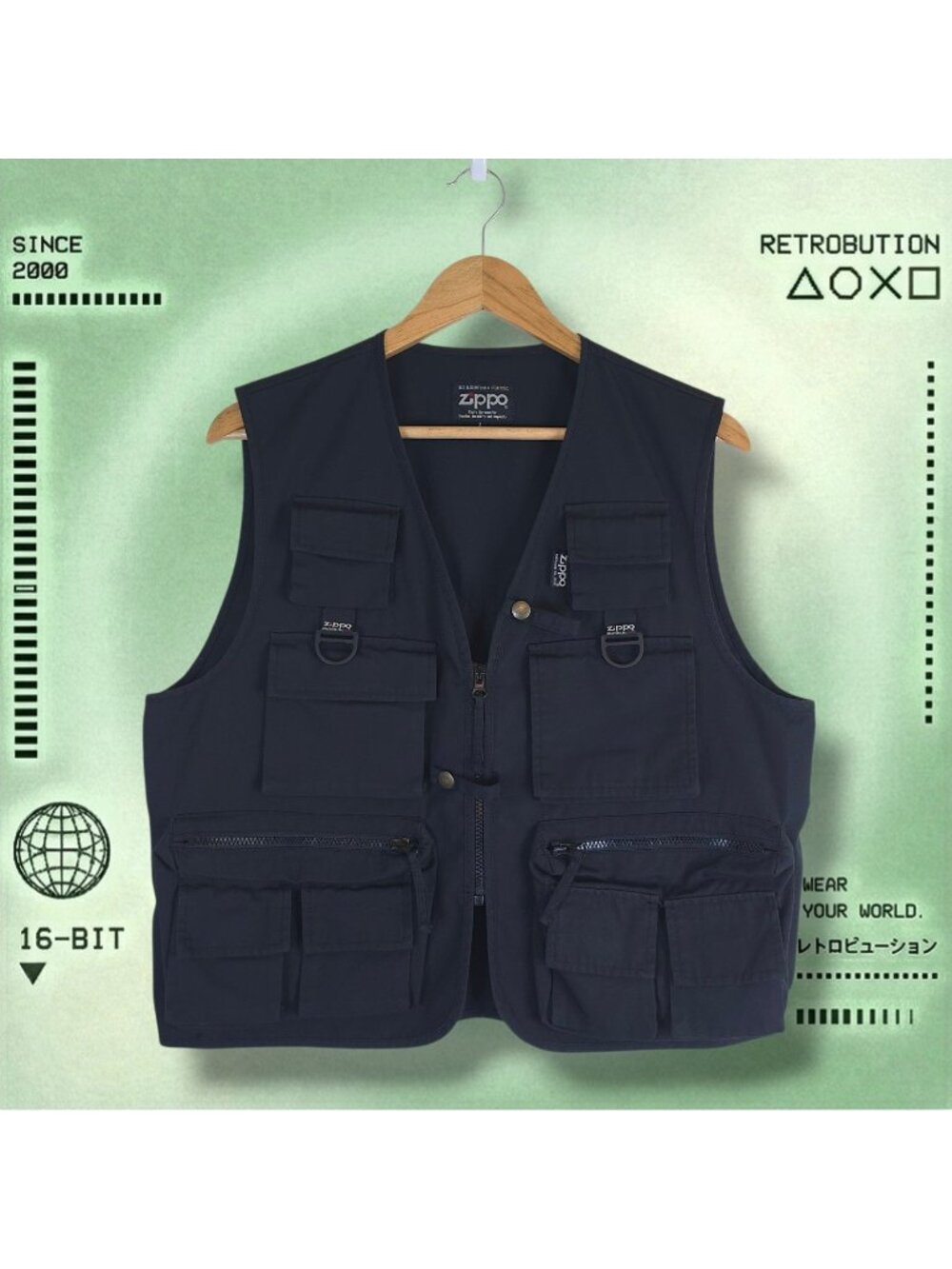 Vintage Zippo Multi Pocket Cargo Vest Black Size L